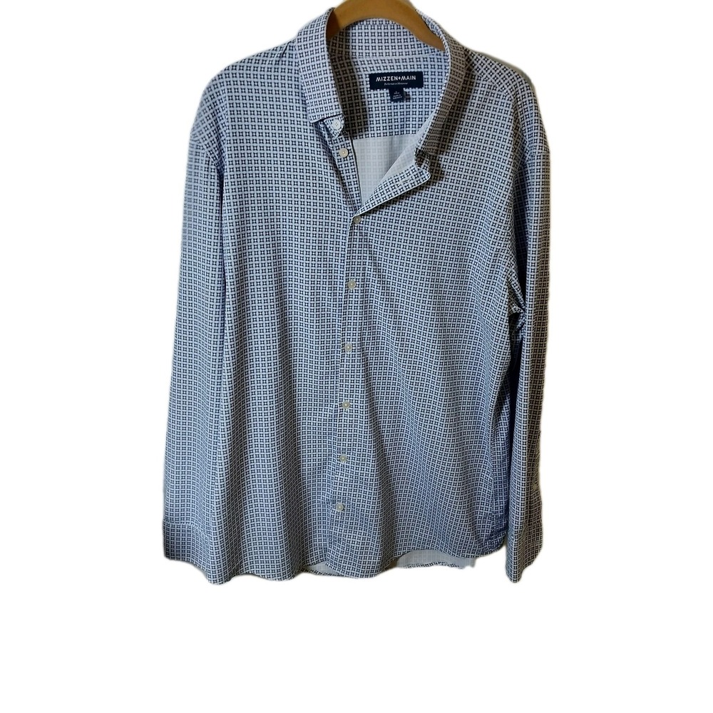 Mizzen+Main Mens Geometric Pattern Button-Up Shirt Long Sleeve Size L